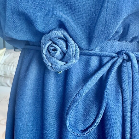 Vintage Navy Blue Chiffon Maxi Dress - Picture 10 of 14